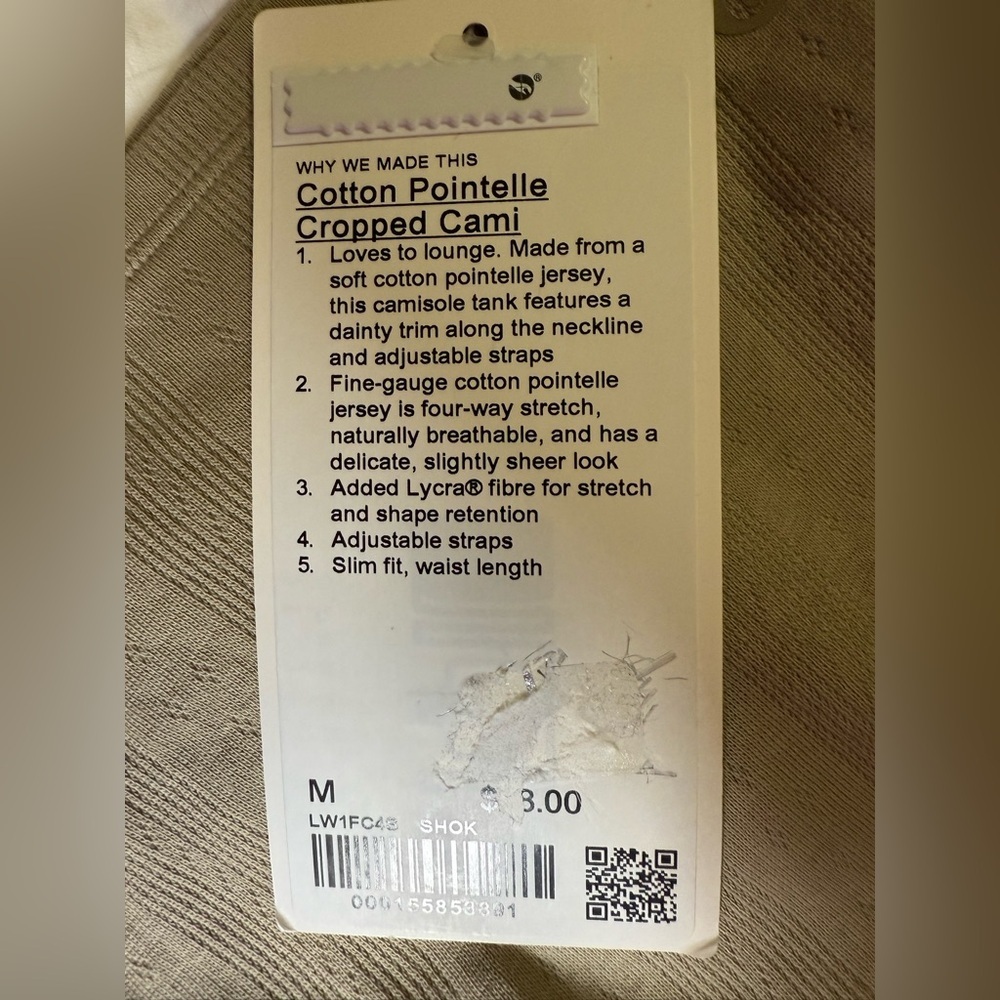 NWT Lululemon Cotton Pointelle Cropped Cami - Picture 6 of 6